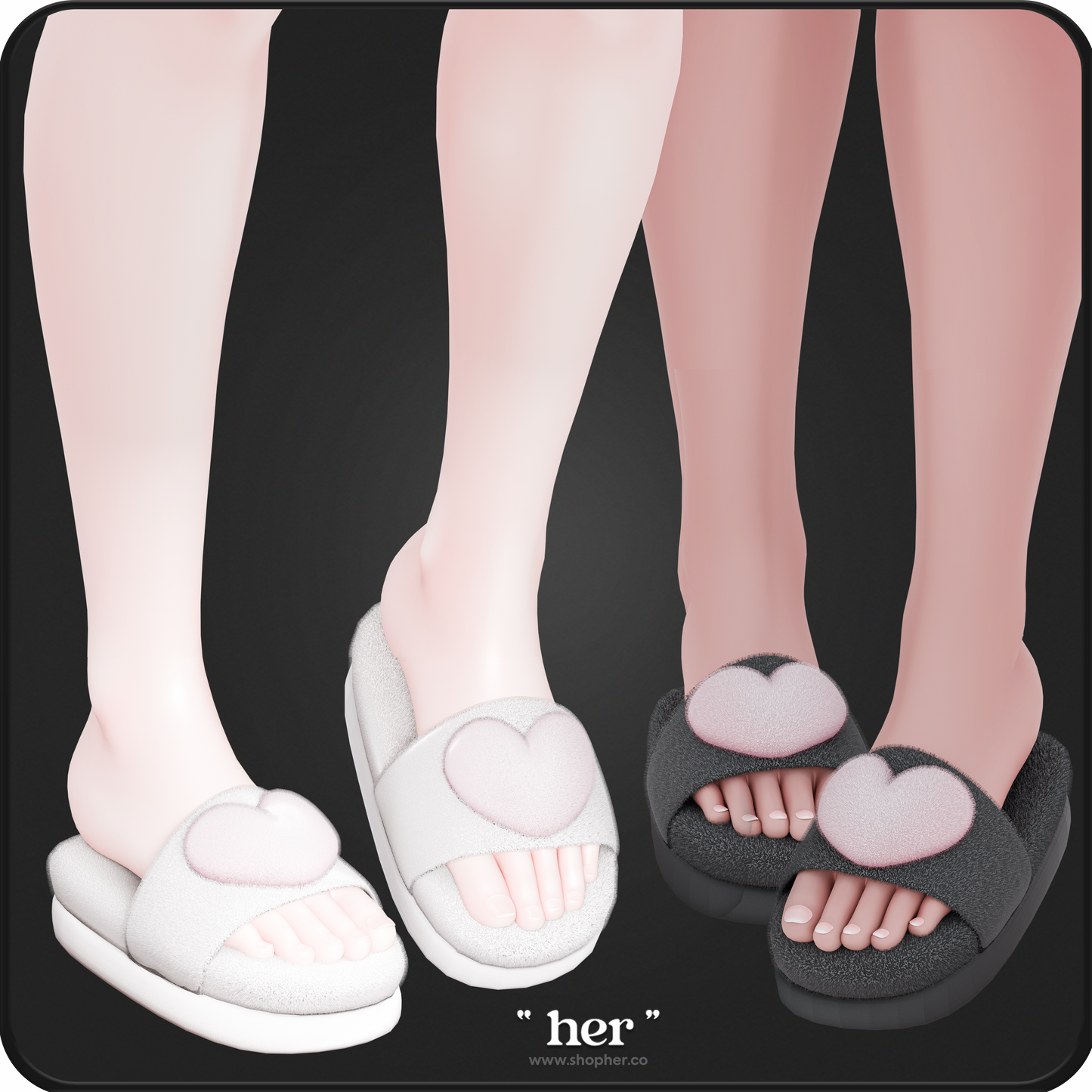 " Fluffy Heart Slippers "